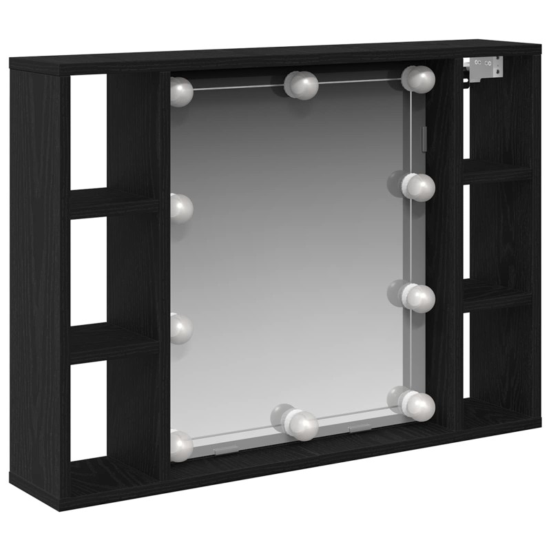 vidaXL Ντουλάπα Καθρέφτη Μαύρη Οξυά 76 x 15 x 55 εκ Επεξεργασμένο Ξύλο