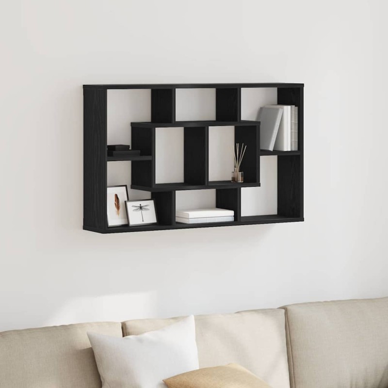 vidaXL Ράφι Τοίχου Μαύρη Οξυά 85 x 16 x 52,5 εκ Επεξεργασμένο Ξύλο