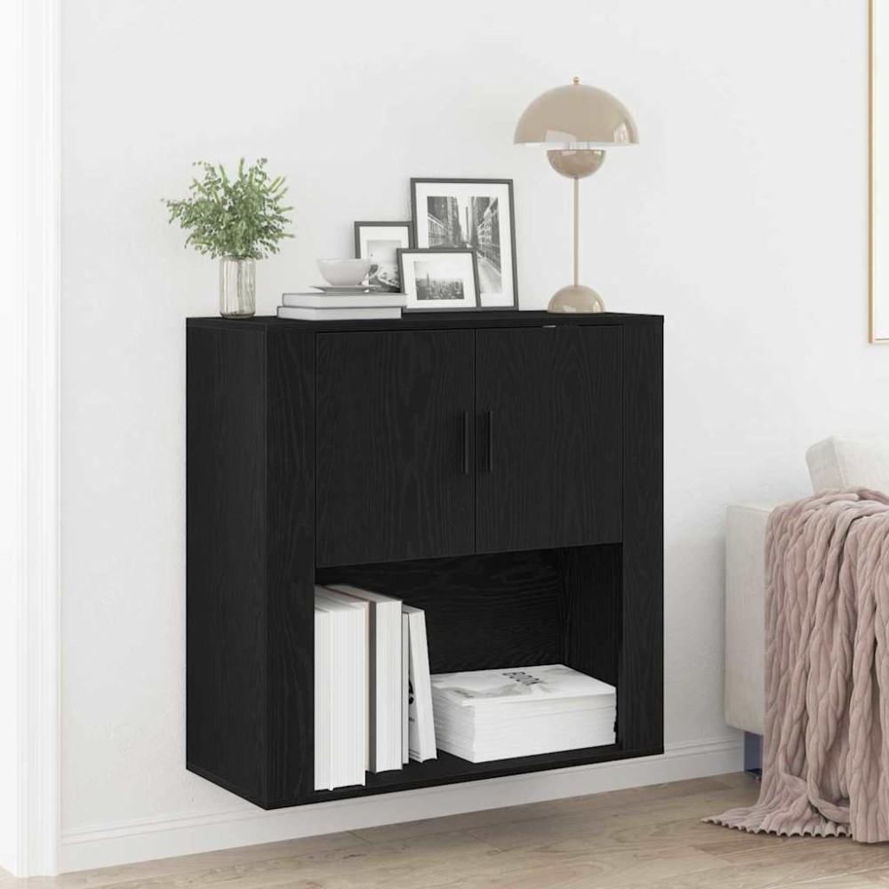 vidaXL Ντουλάπα Τοίχου Μαύρη Οξυά 80 x 33 x 80 εκ. Επεξεργασμένο Ξύλο