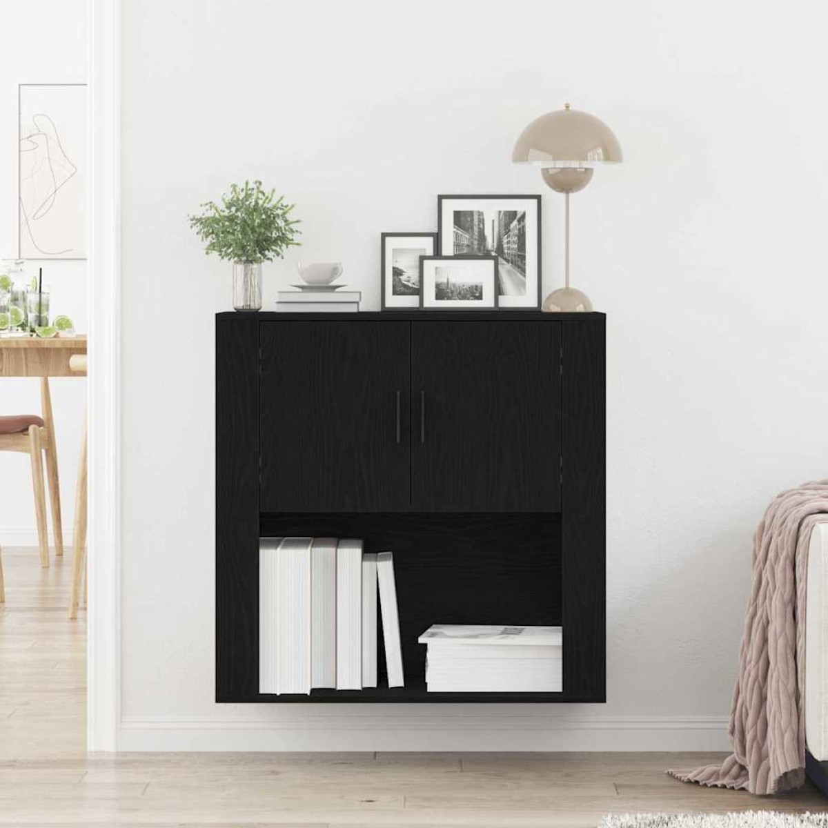 vidaXL Ντουλάπα Τοίχου Μαύρη Οξυά 80 x 33 x 80 εκ. Επεξεργασμένο Ξύλο