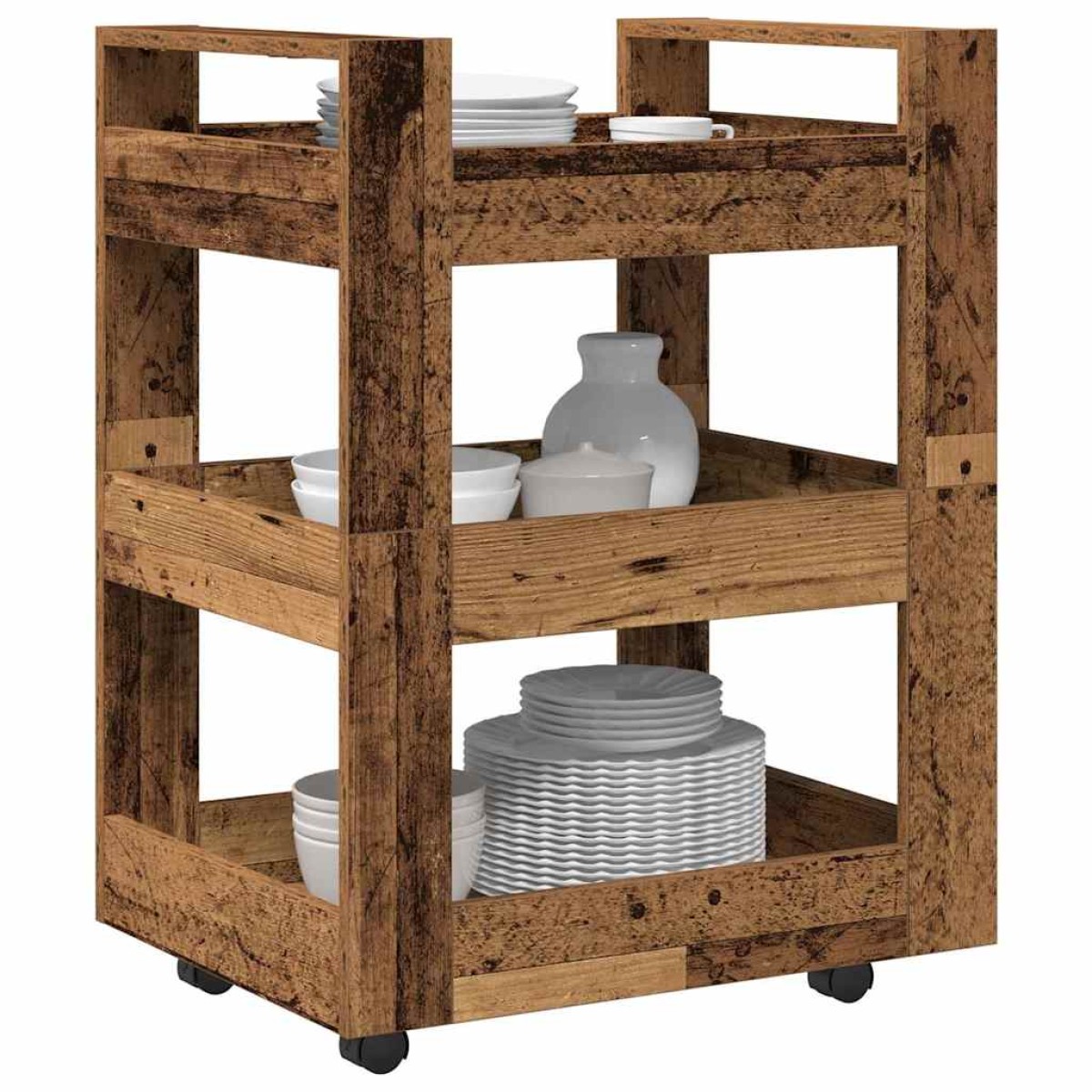 vidaXL Καρότσι Κουζίνας Ξύλο δρυός 60 x 45 x 80 εκ Επεξεργασμένο Ξύλο