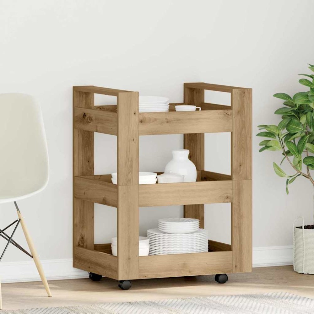 vidaXL Καρότσι Κουζίνας Artisan Oak 60 x 45 x 80 εκ Επεξεργασμένο Ξύλο