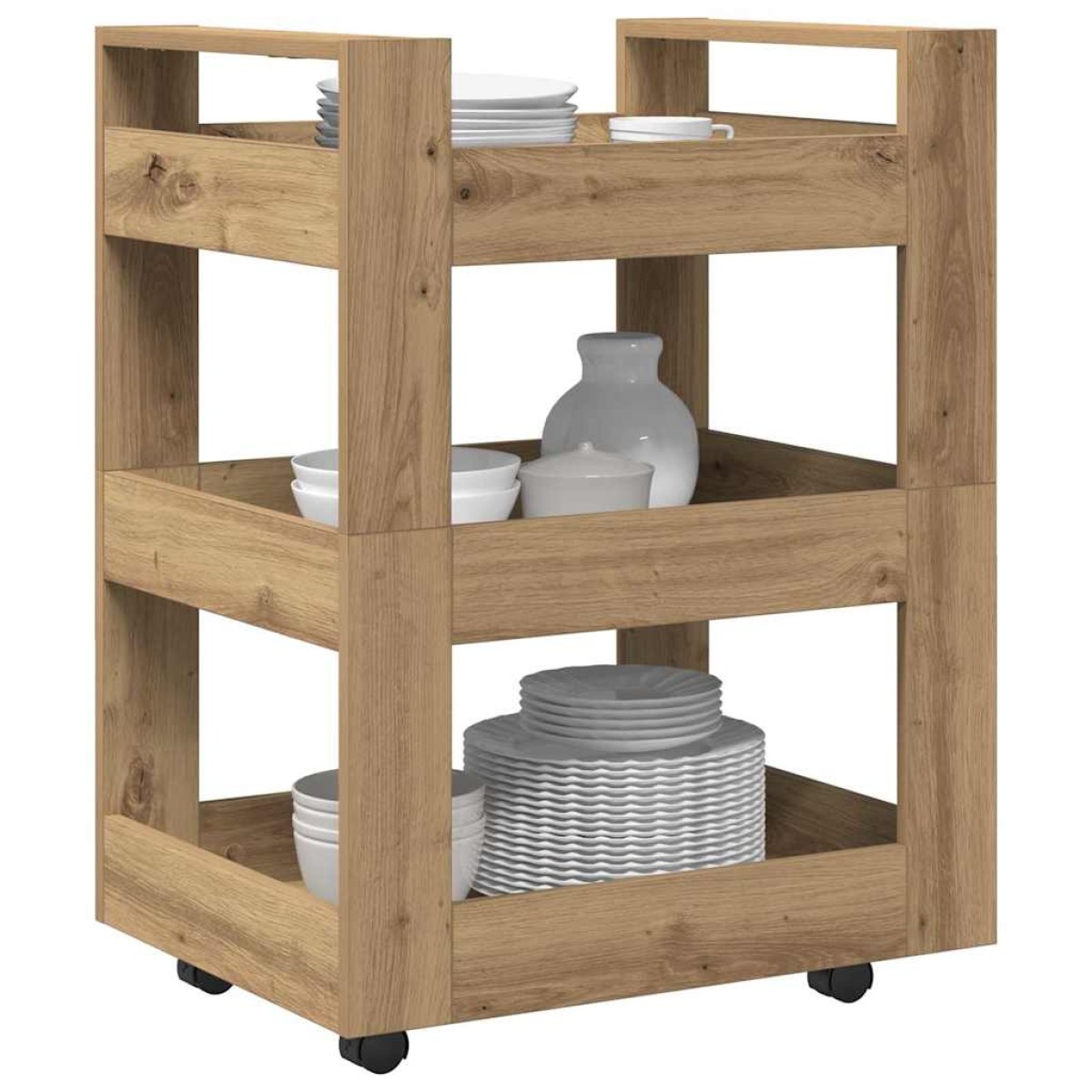 vidaXL Καρότσι Κουζίνας Artisan Oak 60 x 45 x 80 εκ Επεξεργασμένο Ξύλο