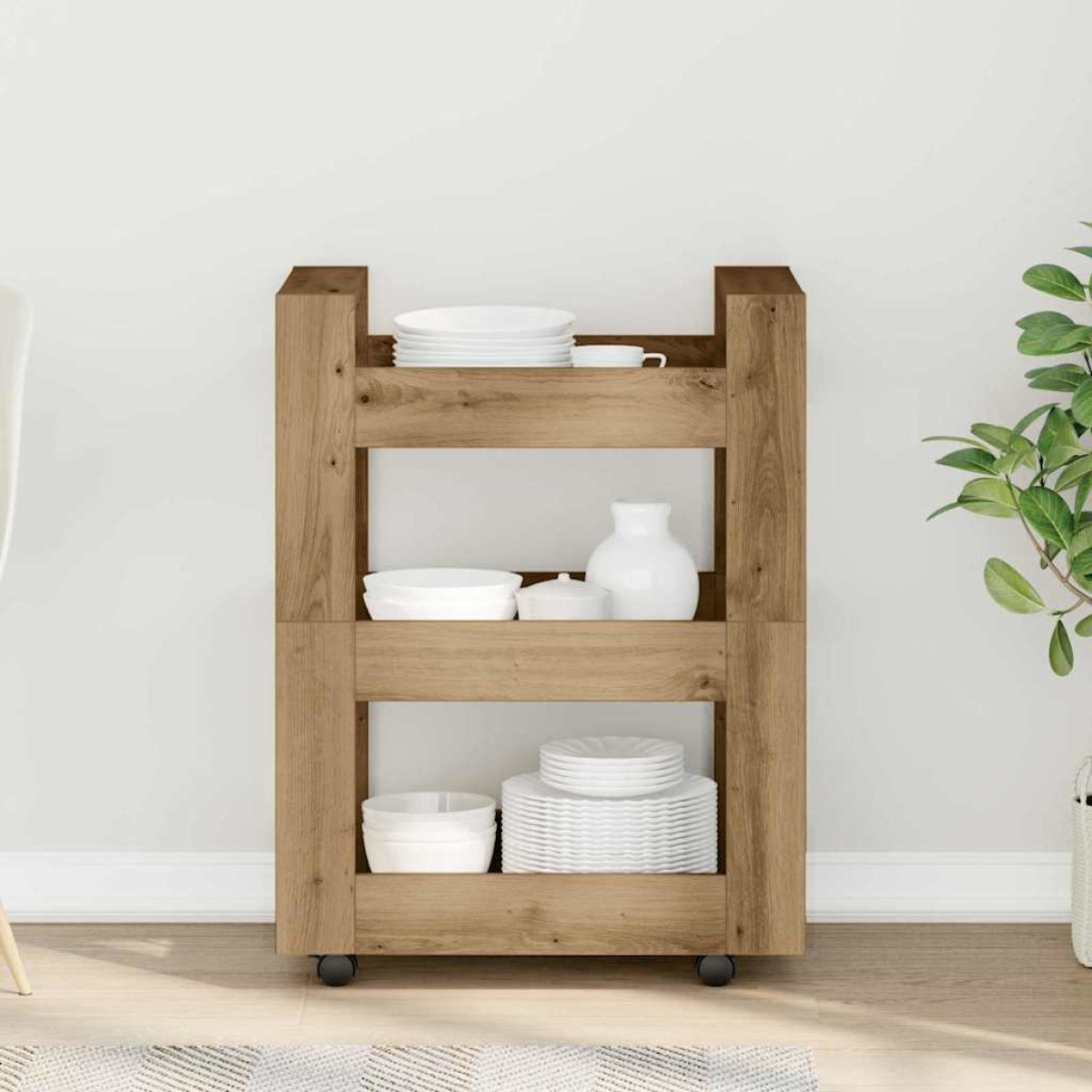vidaXL Καρότσι Κουζίνας Artisan Oak 60 x 45 x 80 εκ Επεξεργασμένο Ξύλο