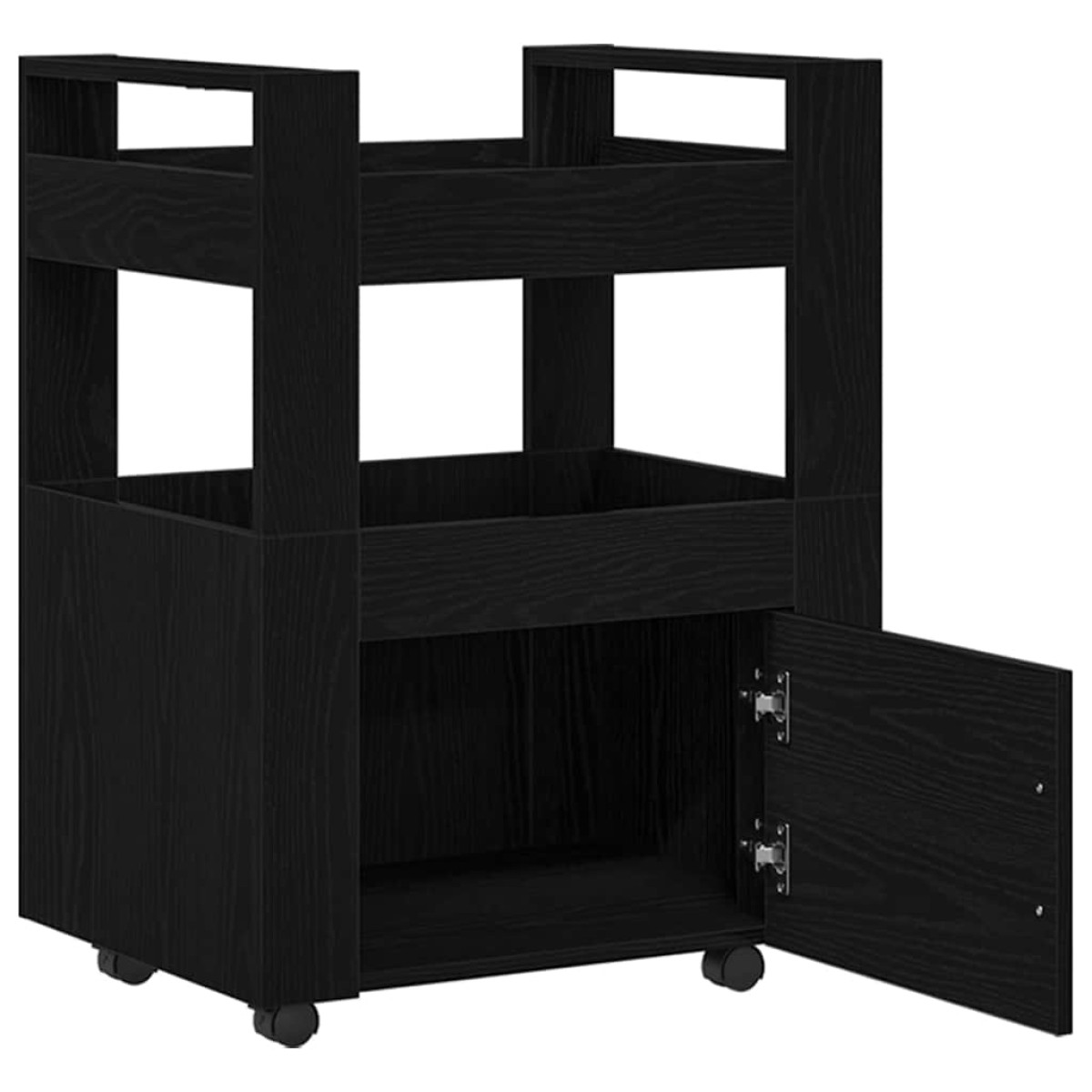 vidaXL Καρότσι Κουζίνας Μαύρη δρυς 60 x 45 x 80 εκ Επεξεργασμένο Ξύλο