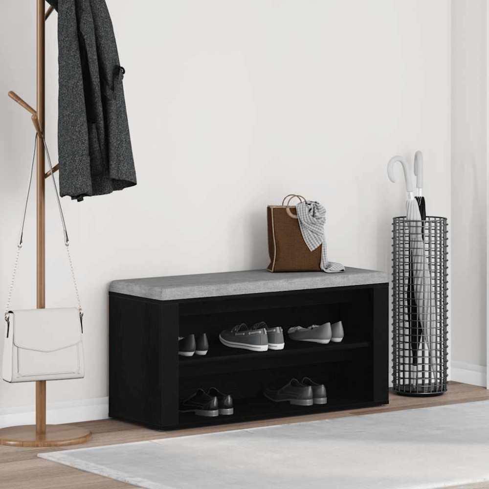 vidaXL Παγκάκι Παπουτσιών Μαύρο Δρυς 100x35x45 εκ. από Τεχνητό Ξύλο