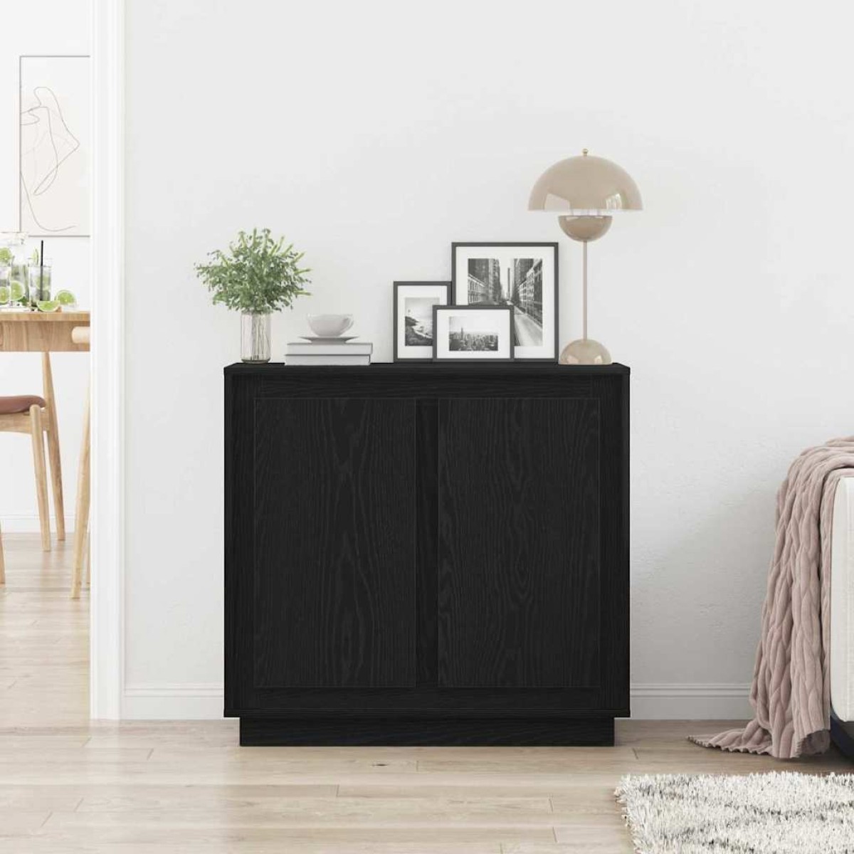 vidaXL Πλαϊνό γραφείο Μαύρη Οξυά 80 x 40 x 75 εκ. Επεξεργασμένο Ξύλο