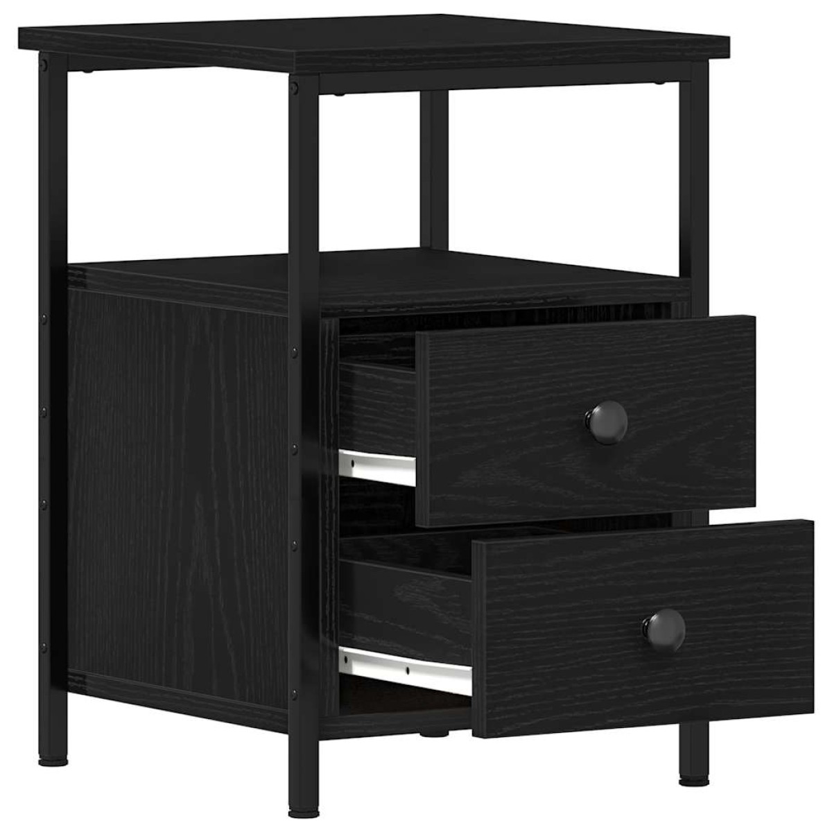 vidaXL Κομοδίνο Μαύρο Δρυς 34x35,5x50 εκ. από Τεχνητό Ξύλο