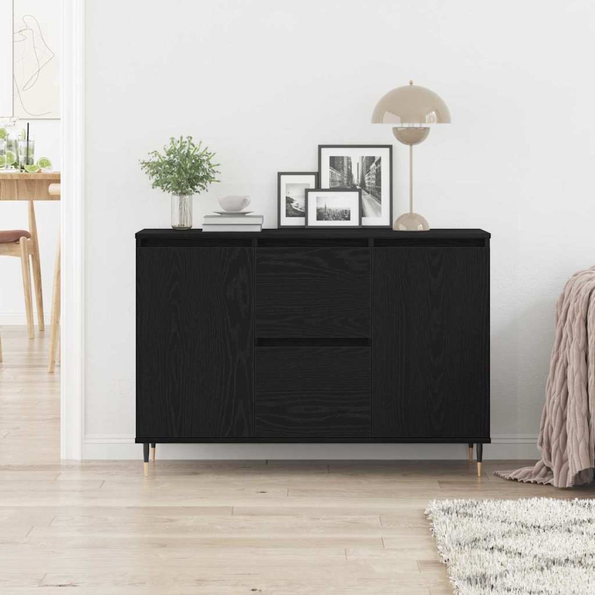 vidaXL Πλαϊνό γραφείο Μαύρη Οξυά 101,5 x 35 x 70 εκ Επεξεργασμένο Ξύλο