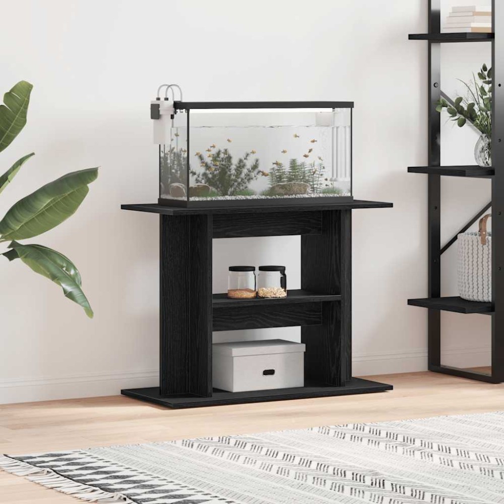 vidaXL Βάση Ενυδρείου Μαύρη Δρυς 80x35x60 εκ. από Επεξεργασμένο Ξύλο