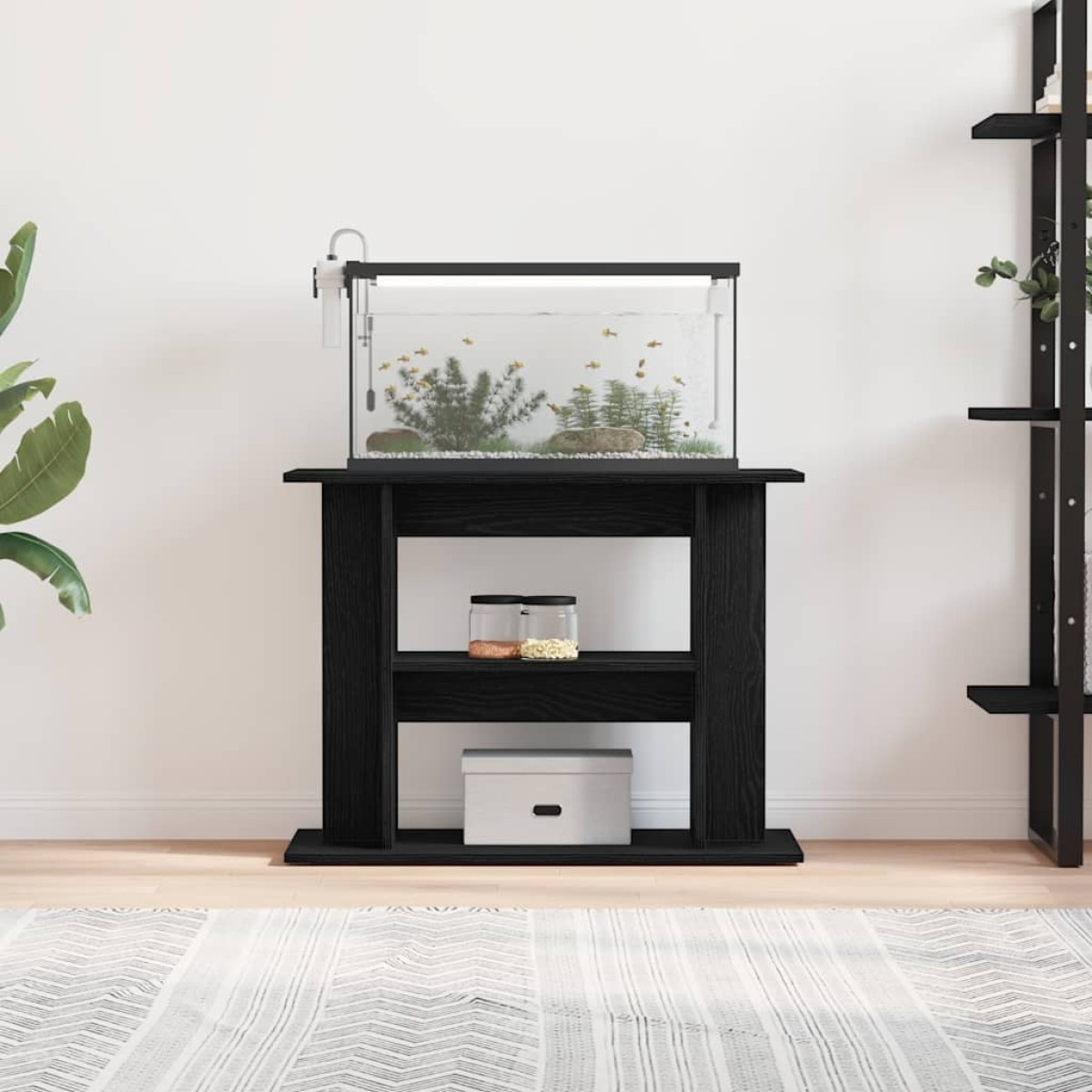 vidaXL Βάση Ενυδρείου Μαύρη Δρυς 80x35x60 εκ. από Επεξεργασμένο Ξύλο