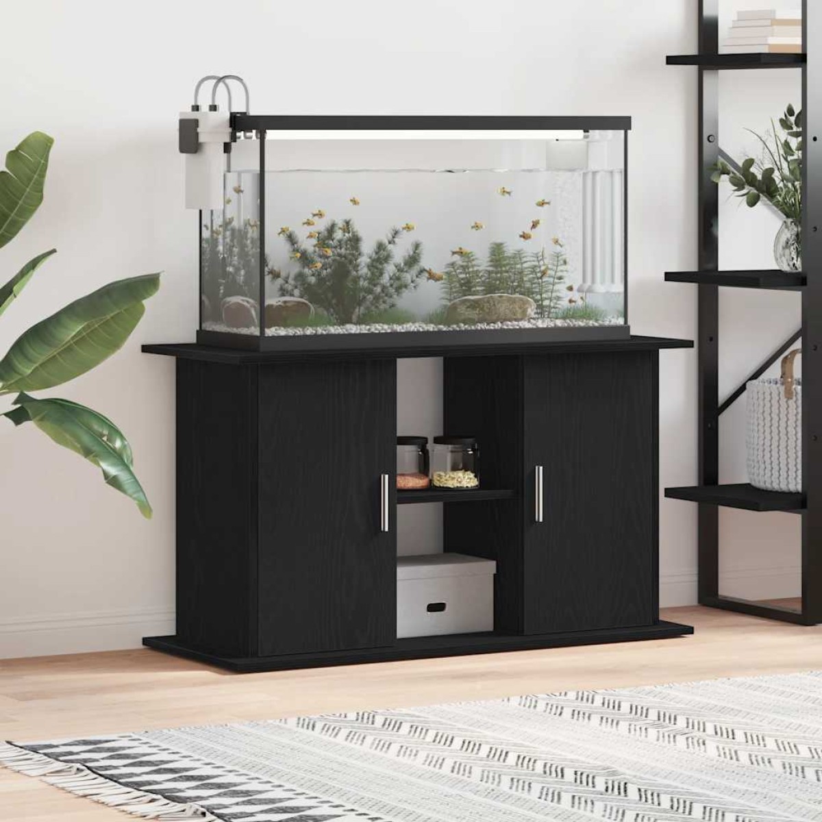 vidaXL Βάση Ενυδρείου Μαύρη Δρυς 101x41x58 εκ. από Τεχνητό Ξύλο