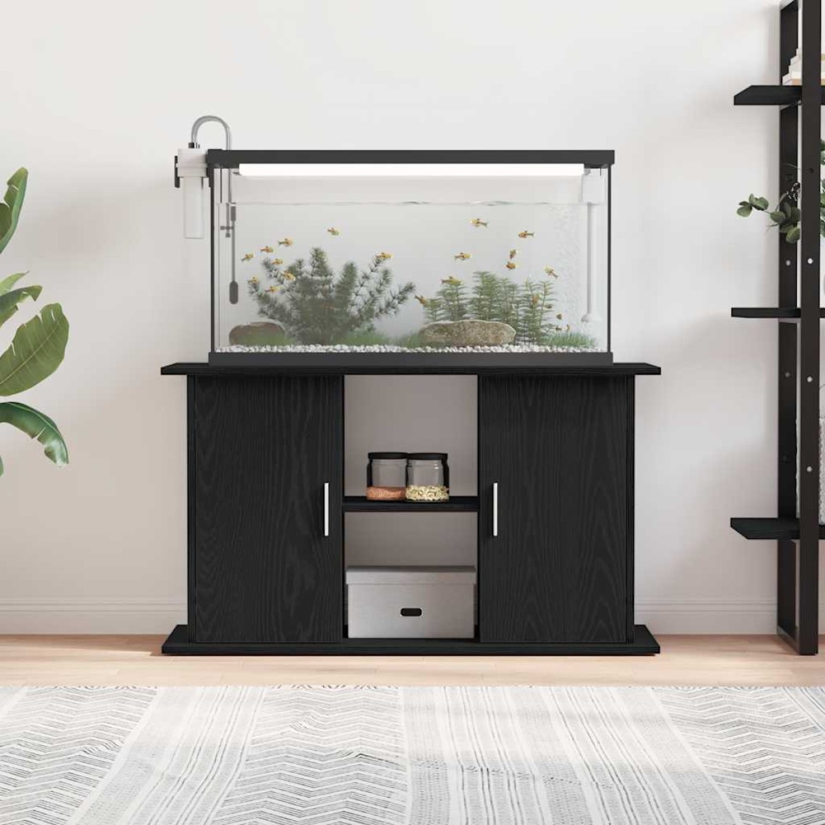 vidaXL Βάση Ενυδρείου Μαύρη Δρυς 101x41x58 εκ. από Τεχνητό Ξύλο