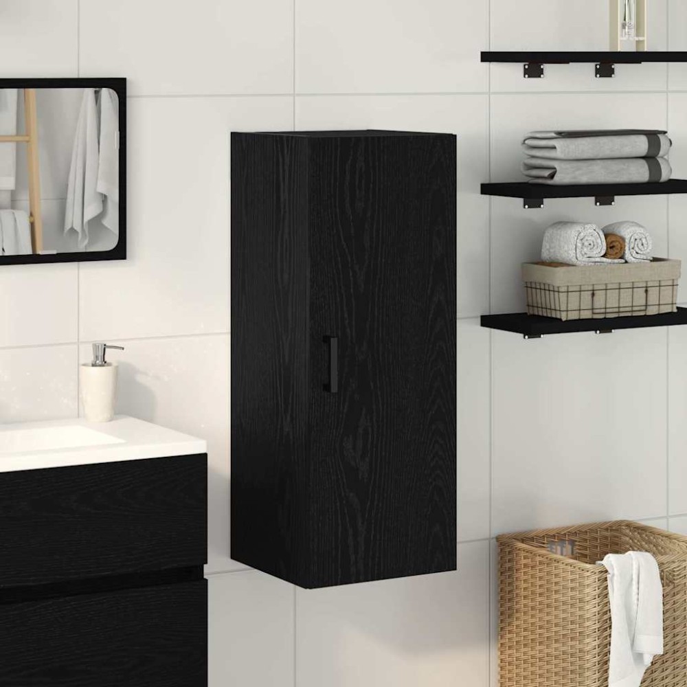 vidaXL Ντουλάπι Τοίχου Μαύρο Δρυς 34,5x34x90 εκ. από Τεχνητό Ξύλο