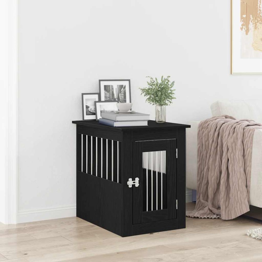 vidaXL Έπιπλα Κλουβιού για Σκύλους Μαύρο Δρυς 45 x 62 x 59 εκ. από Τεχνητό Ξύλο