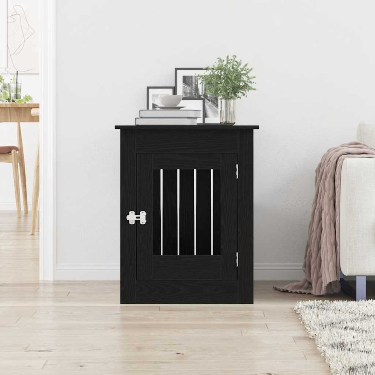 vidaXL Έπιπλα Κλουβιού για Σκύλους Μαύρο Δρυς 55x80x68 εκ. από Τεχνητό Ξύλο