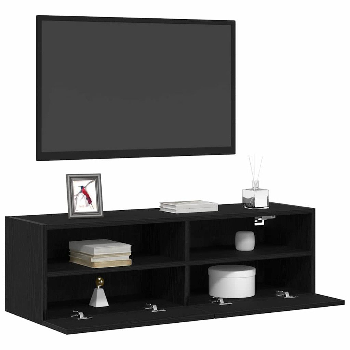 vidaXL Ντουλάπι Τηλεόρασης Τοίχου 100 x 30 x 30 cm Μαύρη Οξυά