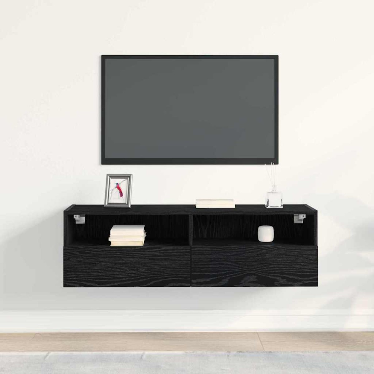 vidaXL Ντουλάπι Τηλεόρασης Τοίχου 100 x 30 x 30 cm Μαύρη Οξυά