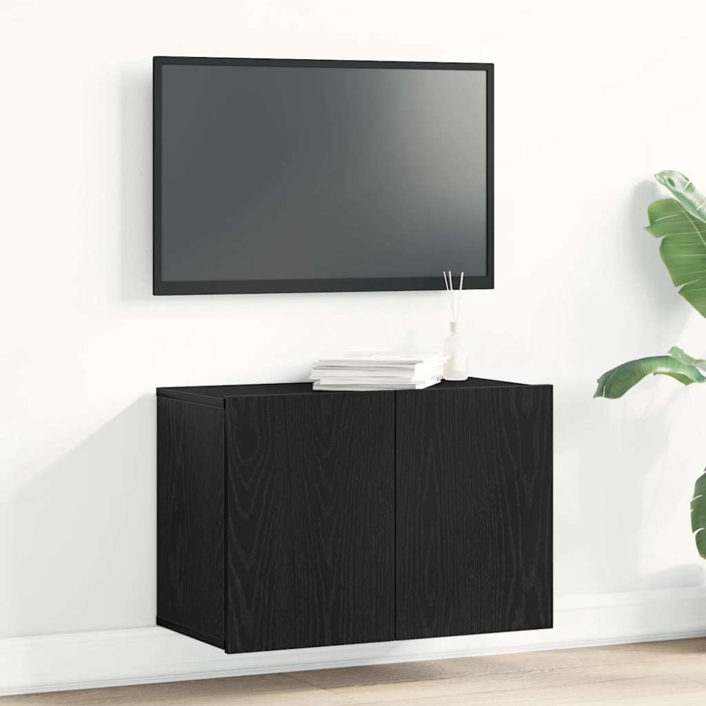 vidaXL Έπιπλο Τηλεόρασης Μαύρο Δρυς 60x30x41 εκ. από Τεχνητό Ξύλο