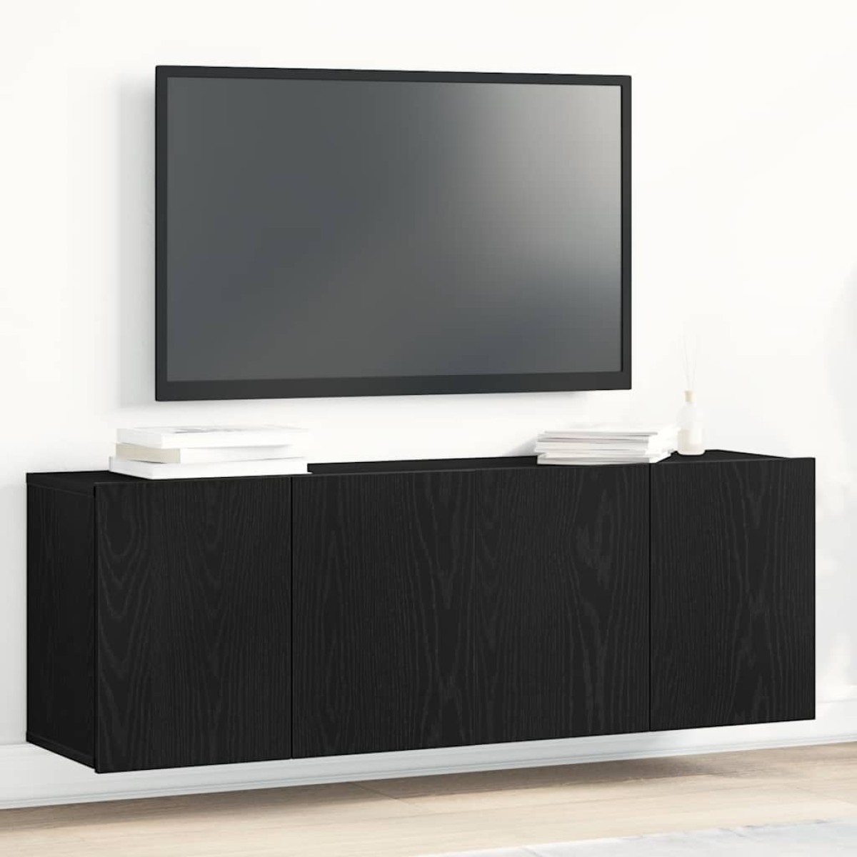 vidaXL Ντουλάπια Τηλεόρασης 2 τεμ. Μαύρο Δρυς 120x30x41 εκ. από Τεχνητό Ξύλο