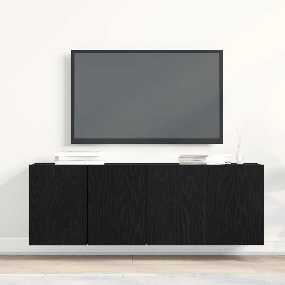 vidaXL Ντουλάπια Τηλεόρασης 2 τεμ. Μαύρο Δρυς 120x30x41 εκ. από Τεχνητό Ξύλο