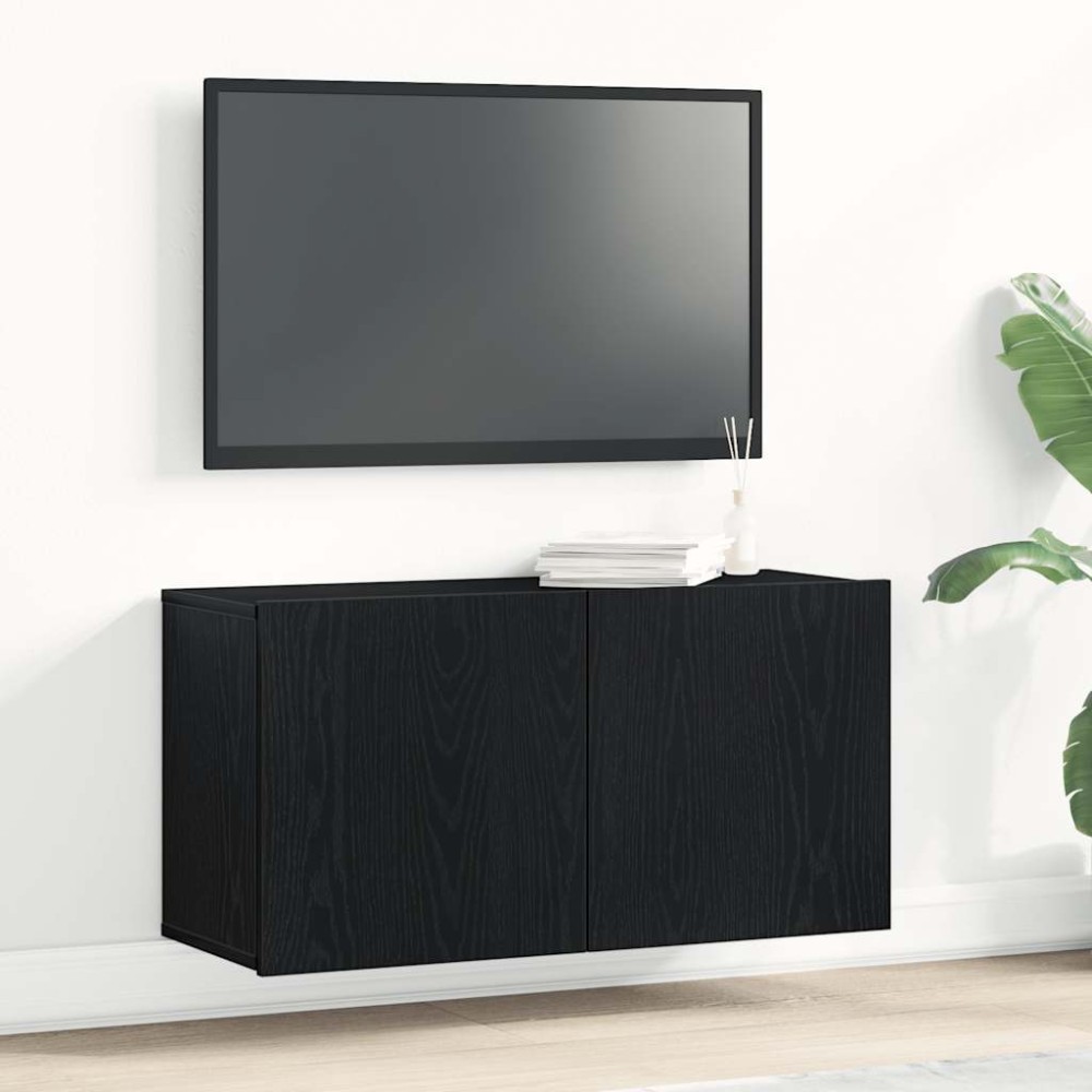 vidaXL Έπιπλο Τηλεόρασης Μαύρο Δρυς 80x30x41 εκ. από Τεχνητό Ξύλο