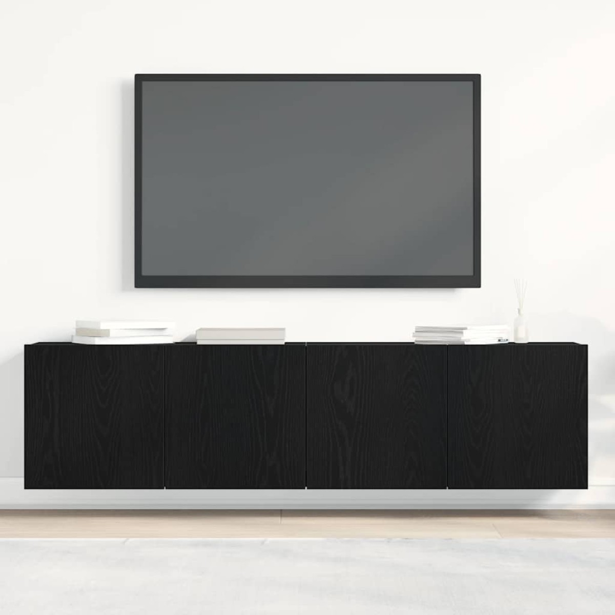 vidaXL Ντουλάπια Τηλεόρασης 2 τεμ. Μαύρο Δρυς 160x30x41 εκ. από Τεχνητό Ξύλο