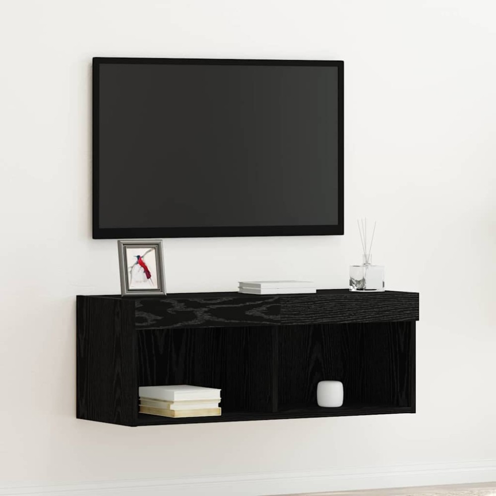 vidaXL Σετ επίπλου τηλεόρασης 80 x 30 x 30 εκ Μαύρη Οξυά
