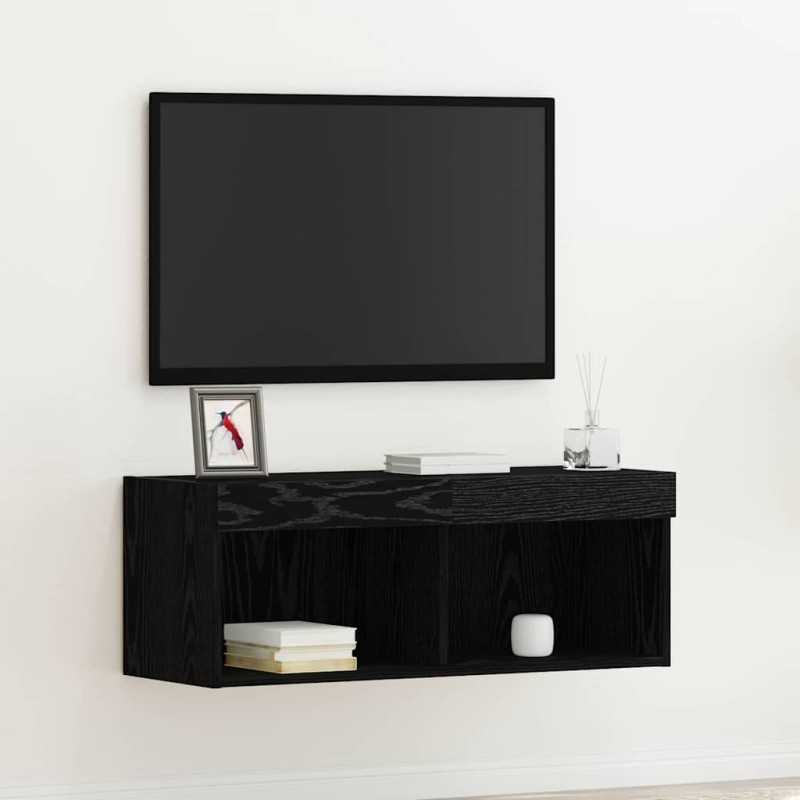 vidaXL Σετ επίπλου τηλεόρασης 80 x 30 x 30 εκ Μαύρη Οξυά