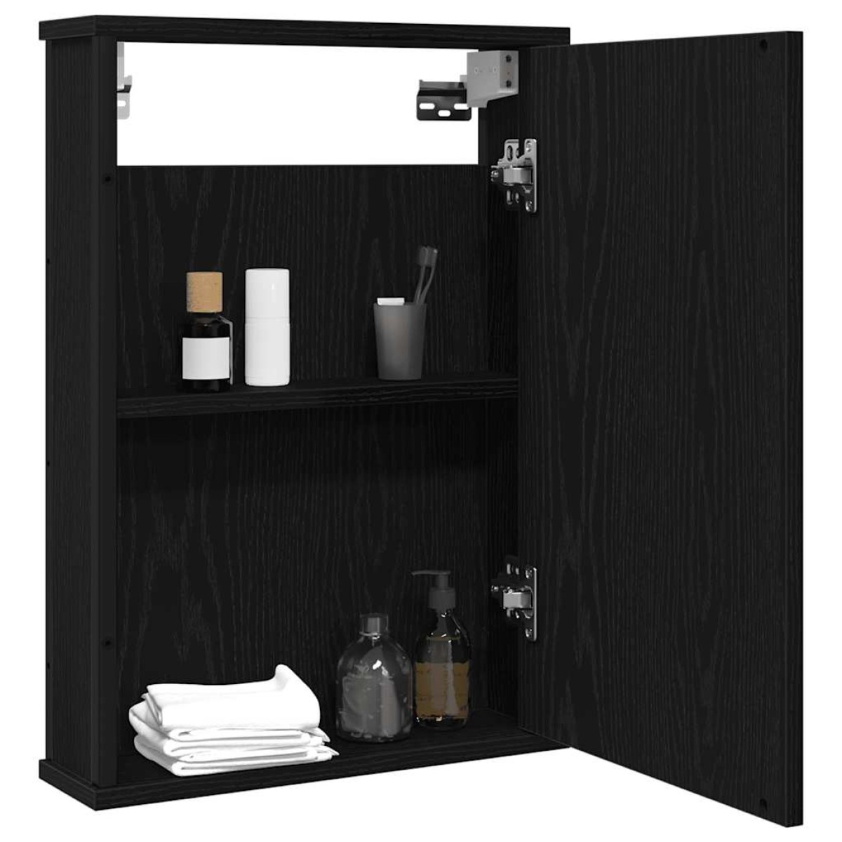 vidaXL Ντουλάπι Καθρέφτη Μπάνιου Μαύρο Δρυς 42 x 12 x 60 εκ. από Τεχνητό Ξύλο