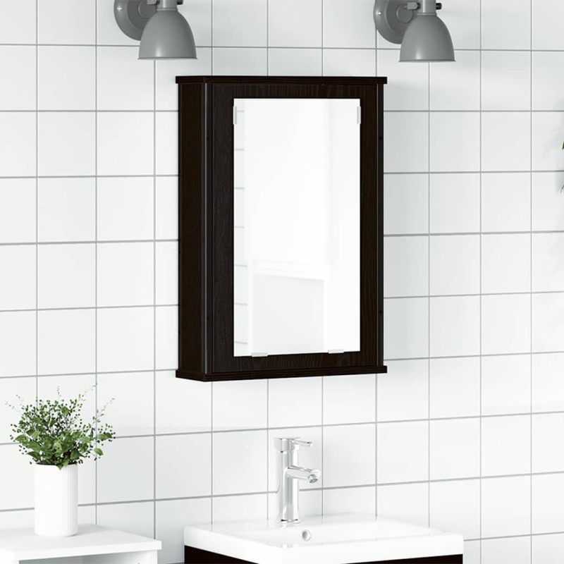 vidaXL Ντουλάπι Καθρέφτη Μπάνιου Μαύρο Δρυς 42 x 12 x 60 εκ. από Τεχνητό Ξύλο