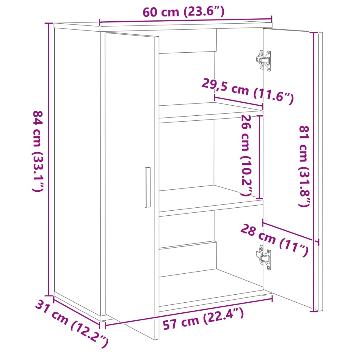 vidaXL Πλαϊνό γραφείο Artisan Oak 60 x 31 x 84 εκ. Επεξεργασμένο Ξύλο