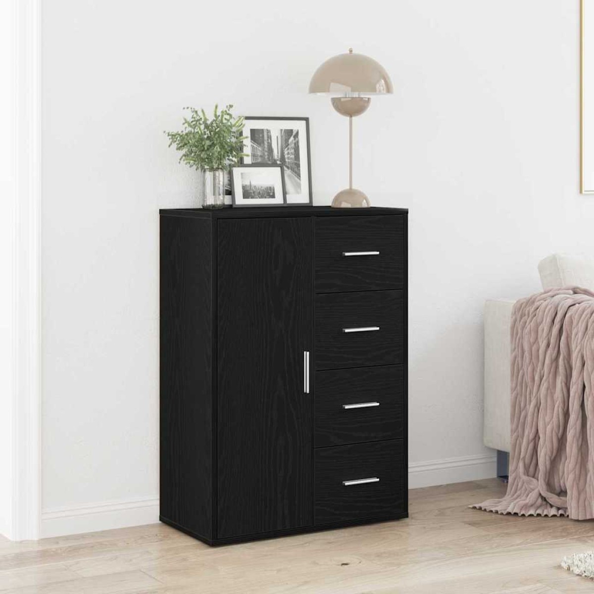 vidaXL Πλαϊνό γραφείο Μαύρη Οξυά 60 x 31 x 84 εκ. Επεξεργασμένο Ξύλο