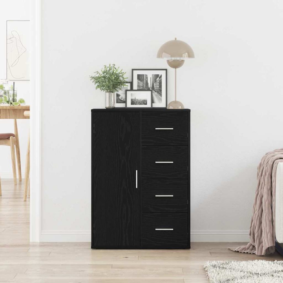 vidaXL Πλαϊνό γραφείο Μαύρη Οξυά 60 x 31 x 84 εκ. Επεξεργασμένο Ξύλο