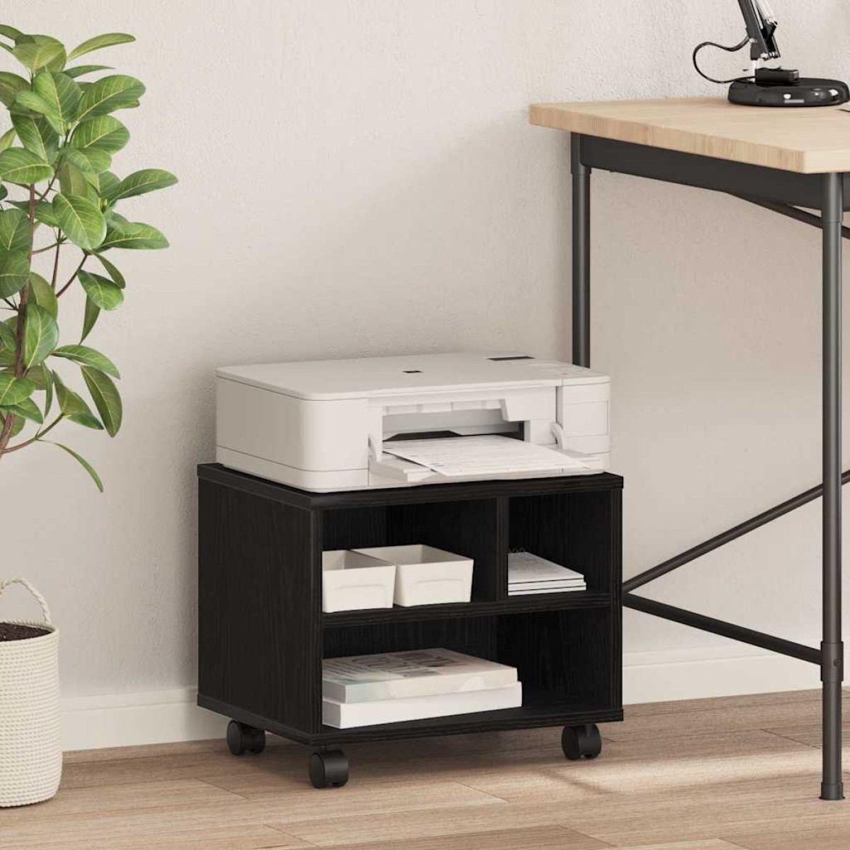 vidaXL Σταντ Εκτυπωτή Μαύρη Οξυά 41 x 32 x 34,5 εκ. Επεξεργασμένο Ξύλο