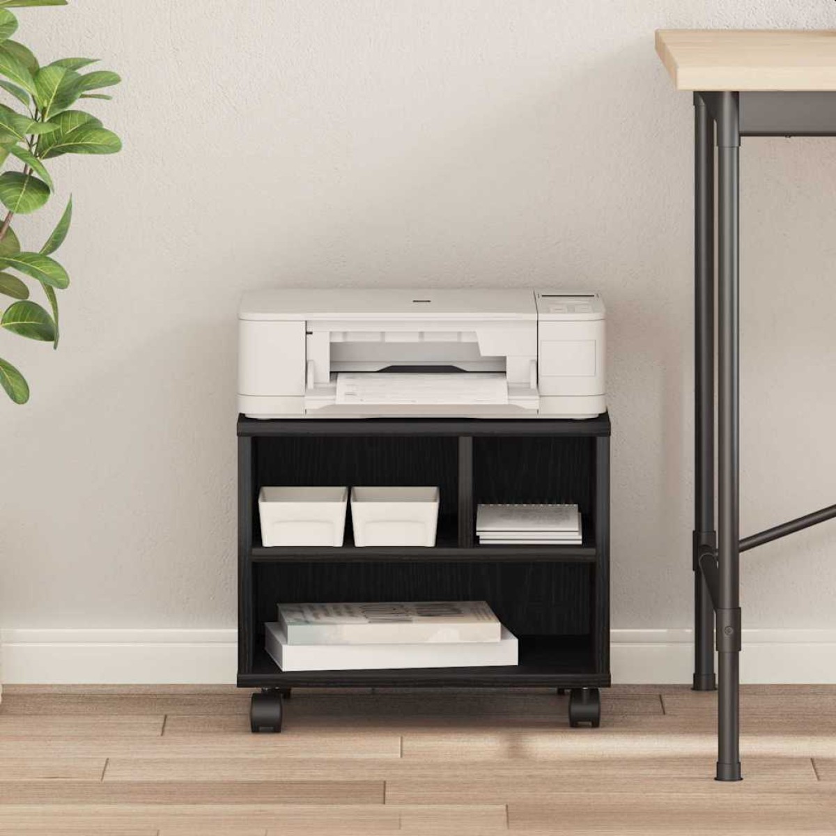 vidaXL Σταντ Εκτυπωτή Μαύρη Οξυά 41 x 32 x 34,5 εκ. Επεξεργασμένο Ξύλο