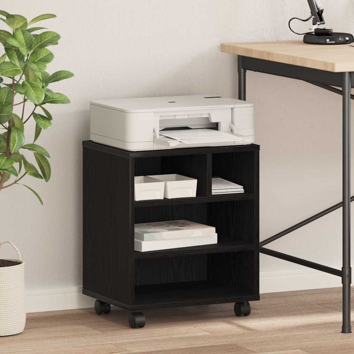 vidaXL Σταντ Εκτυπωτή Μαύρη Δρυς 41 x 32 x 48 εκ. Επεξεργασμένο Ξύλο