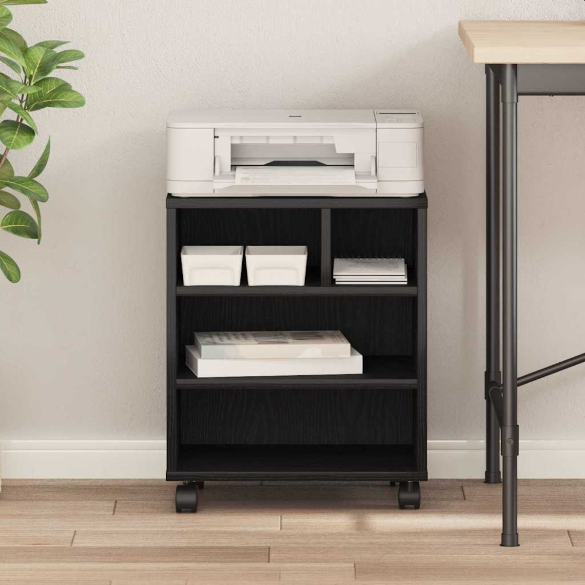 vidaXL Σταντ Εκτυπωτή Μαύρη Δρυς 41 x 32 x 48 εκ. Επεξεργασμένο Ξύλο