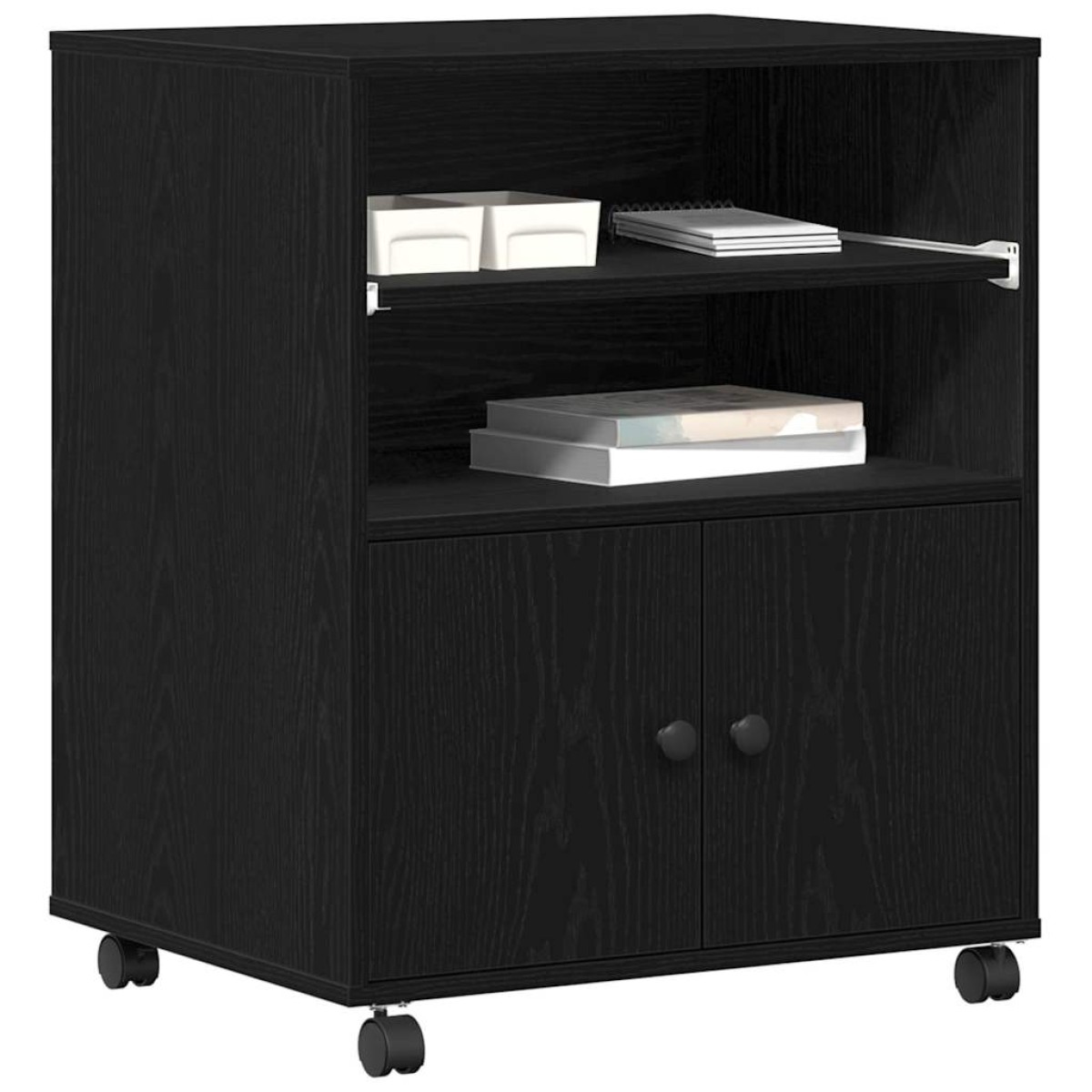 vidaXL Σταντ Εκτυπωτή Μαύρη Δρυς 60 x 48 x 74 εκ. Επεξεργασμένο Ξύλο
