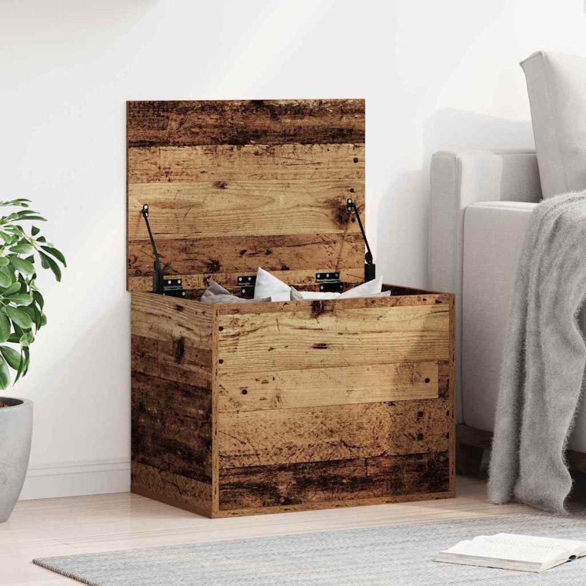 vidaXL Κουτί αποθήκευσης Παλαιό ξύλο 60 x 42 x 46 cm