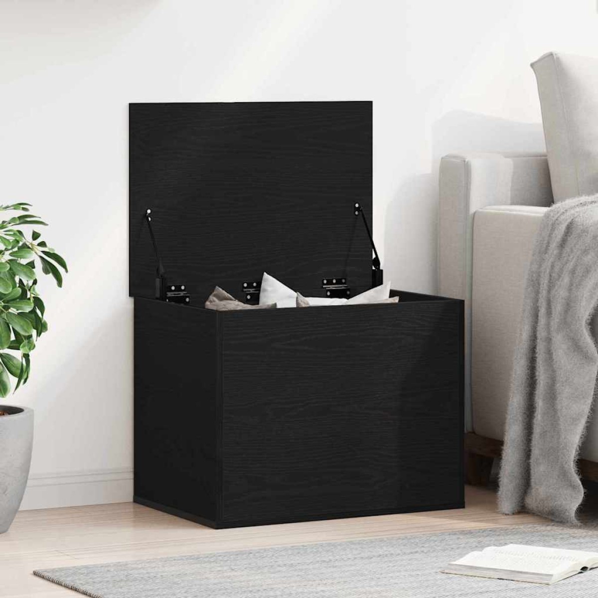vidaXL Κουτί αποθήκευσης Μαύρη δρυς 60 x 42 x 46 cm Επεξεργασμένο Ξύλο