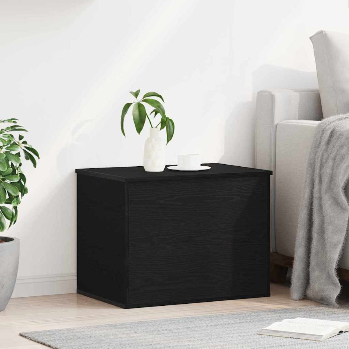 vidaXL Κουτί αποθήκευσης Μαύρη δρυς 60 x 42 x 46 cm Επεξεργασμένο Ξύλο