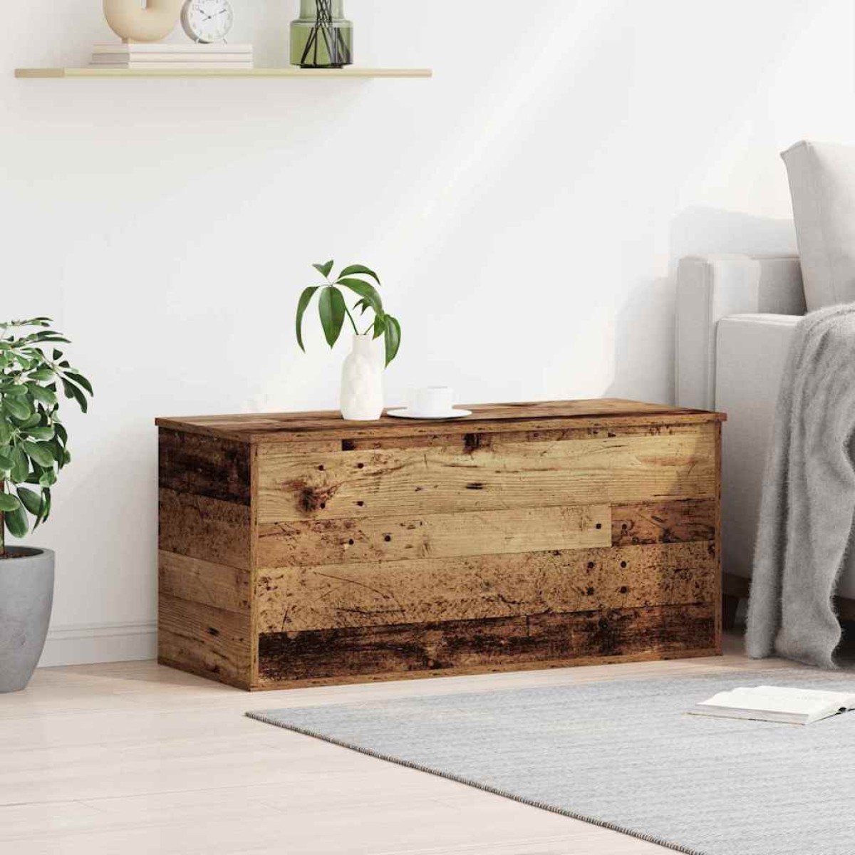 vidaXL Κουτί αποθήκευσης Παλαιό ξύλο 100 x 42 x 46 cm