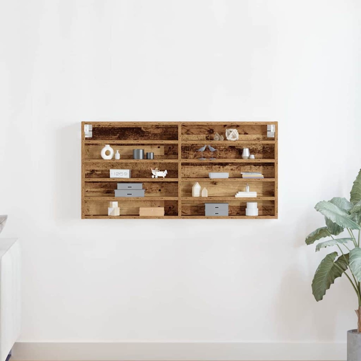 vidaXL Βιτρίνα Επιτοίχιο Παλιό ξύλο 100 x 8,5 x 50 cm