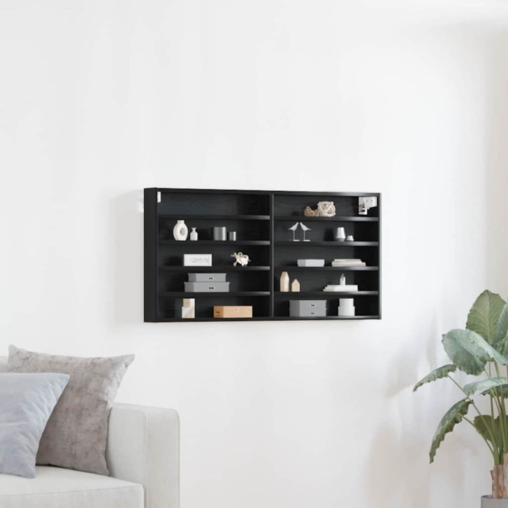 vidaXL Βιτρίνα Επιτοίχιο Μαύρη Οξυά 100 x 8,5 x 50 cm