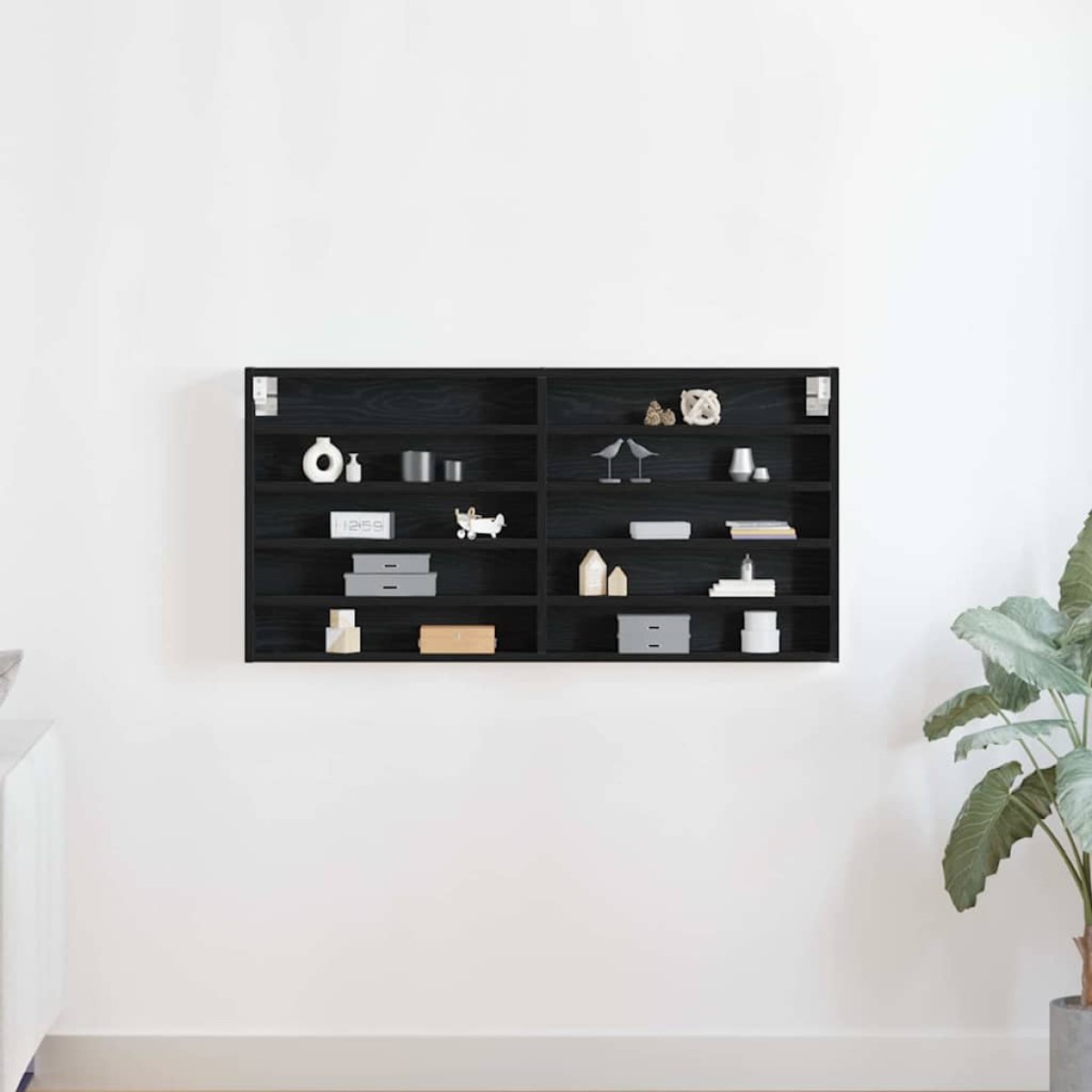vidaXL Βιτρίνα Επιτοίχιο Μαύρη Οξυά 100 x 8,5 x 50 cm