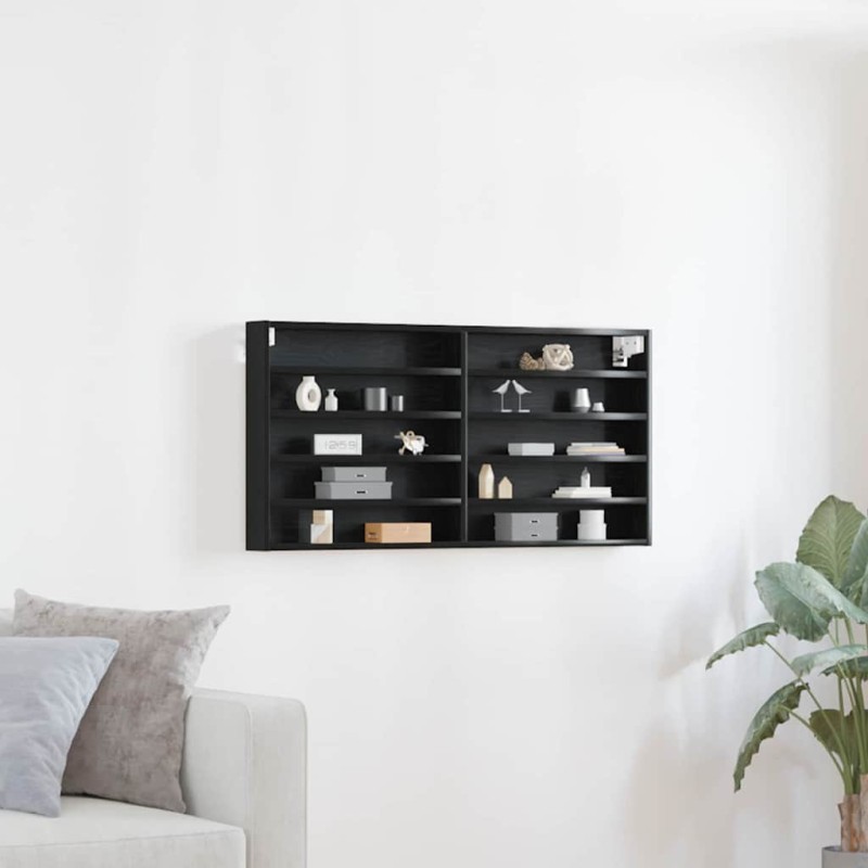 vidaXL Βιτρίνα Επιτοίχιο Μαύρη Οξυά 100 x 8,5 x 50 cm