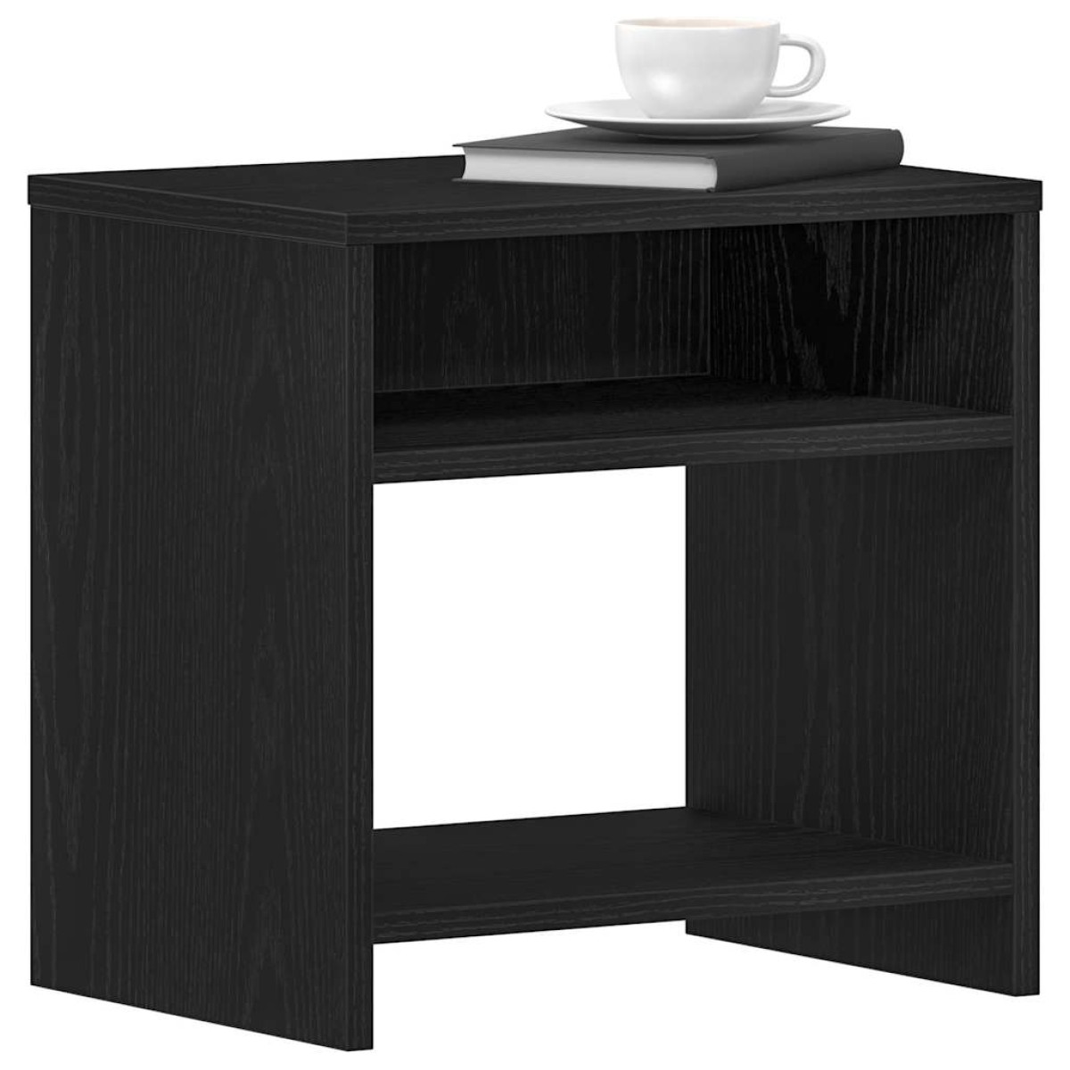 vidaXL Κομοδίνο Μαύρο Δρυς 40 x 30 x 40 εκ. από Επεξεργασμένο Ξύλο