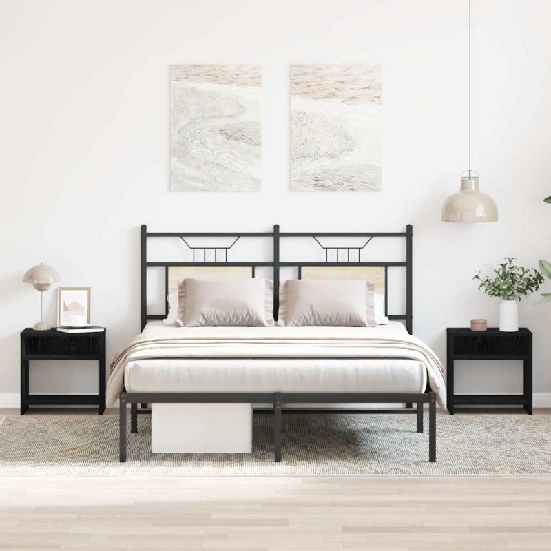 vidaXL Κομοδίνα 2 τεμ. Μαύρη Δρυς 40x30x40 εκ. από Τεχνητό Ξύλο