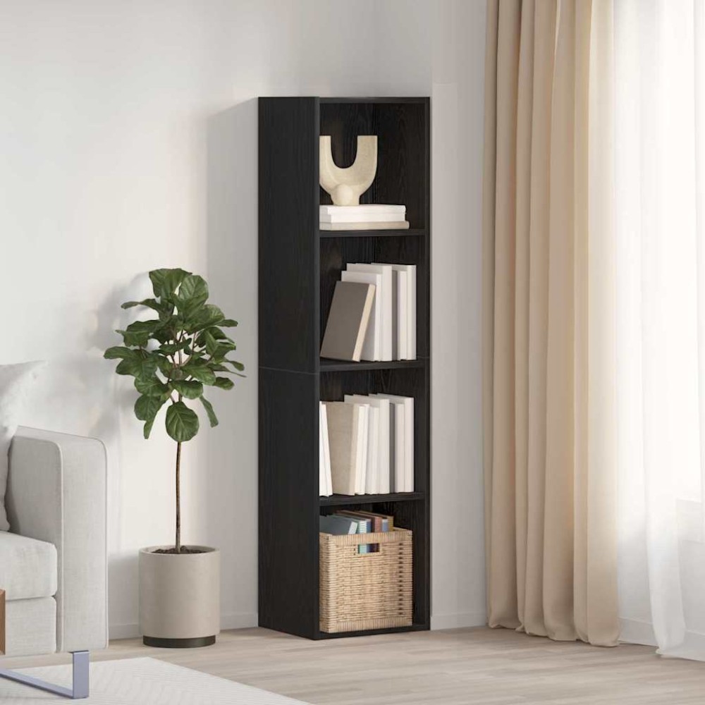 vidaXL Βιβλιοθήκη Επιτοίχιο Μαύρη Οξυά 143 x 30 x 36 εκ.